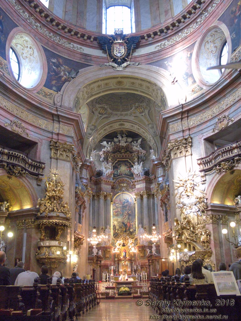 Вена (Vienna), Австрия (Austria). Фото. Католическая церковь Святого Петра (Peterskirche, Peterspl. 1), интерьер.