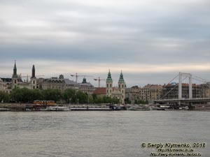 Будапешт (Budapest), Венгрия (Magyarország). Фото. Дунай и мост Эржебет, или Елизаветинский мост (Erzsébet híd). На противоположном берегу – Пешт.