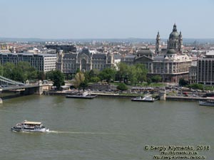 Будапешт (Budapest), Венгрия (Magyarország). Фото. Вид на Дунай и Пешт от Королевского двореца (Budavári Palota).