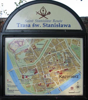 Фото Кракова. Трасса Святого Станислава (Saint Stanislaw Route). Туристическая схема маршрута.