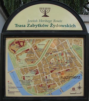 Фото Кракова. Трасса Еврейского Наследия (Jewish Heritage Route). Туристическая схема маршрута.