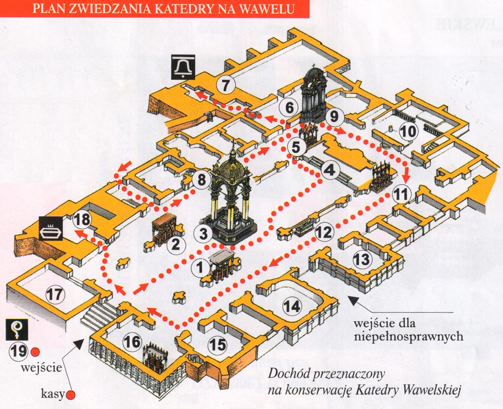 Фото Кракова. План Кафедрального собора на Вавеле - Вавельской кафедры (этот план напечатан на входных билетах).