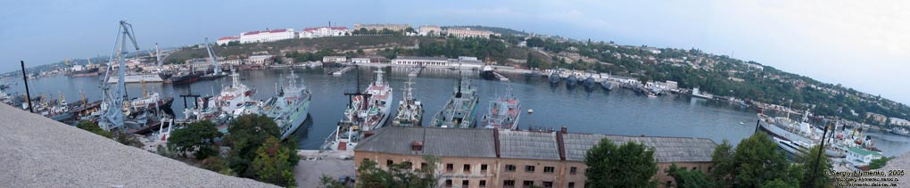 Севастополь. Фото. Панорама Южной бухты и Корабельной стороны (панорама ~180°).