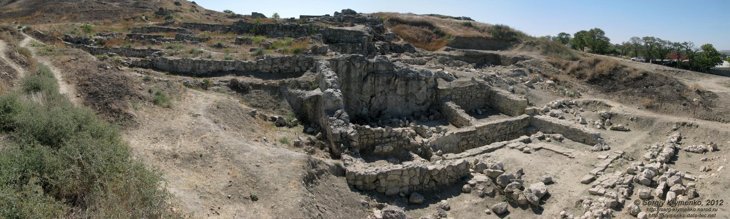 Крым, Керчь. Фото. Городище Пантикапей. Раскопки античного полиса. Панорама ~120°.