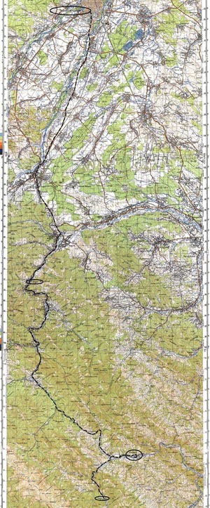 Карпаты. Схема маршрута от селения Топильче через Верховину до Ивано-Франковска. Внимание! Размер файла около 1,3MB.
