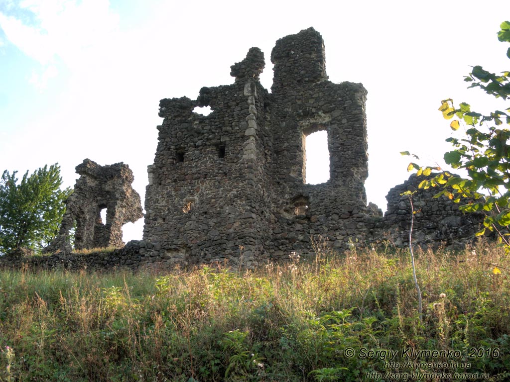 Закарпатская область. Виноградов. Фото. Руины замка (Угочанской крепости). Северо-восточная стена, вид извне замка с северо-востока.