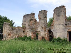 Новомалин (Ровненская область). Фото. Новомалинский замок - памятник архитектуры XIV века (50°17'48"N, 26°22'15"E). Руины дворца.